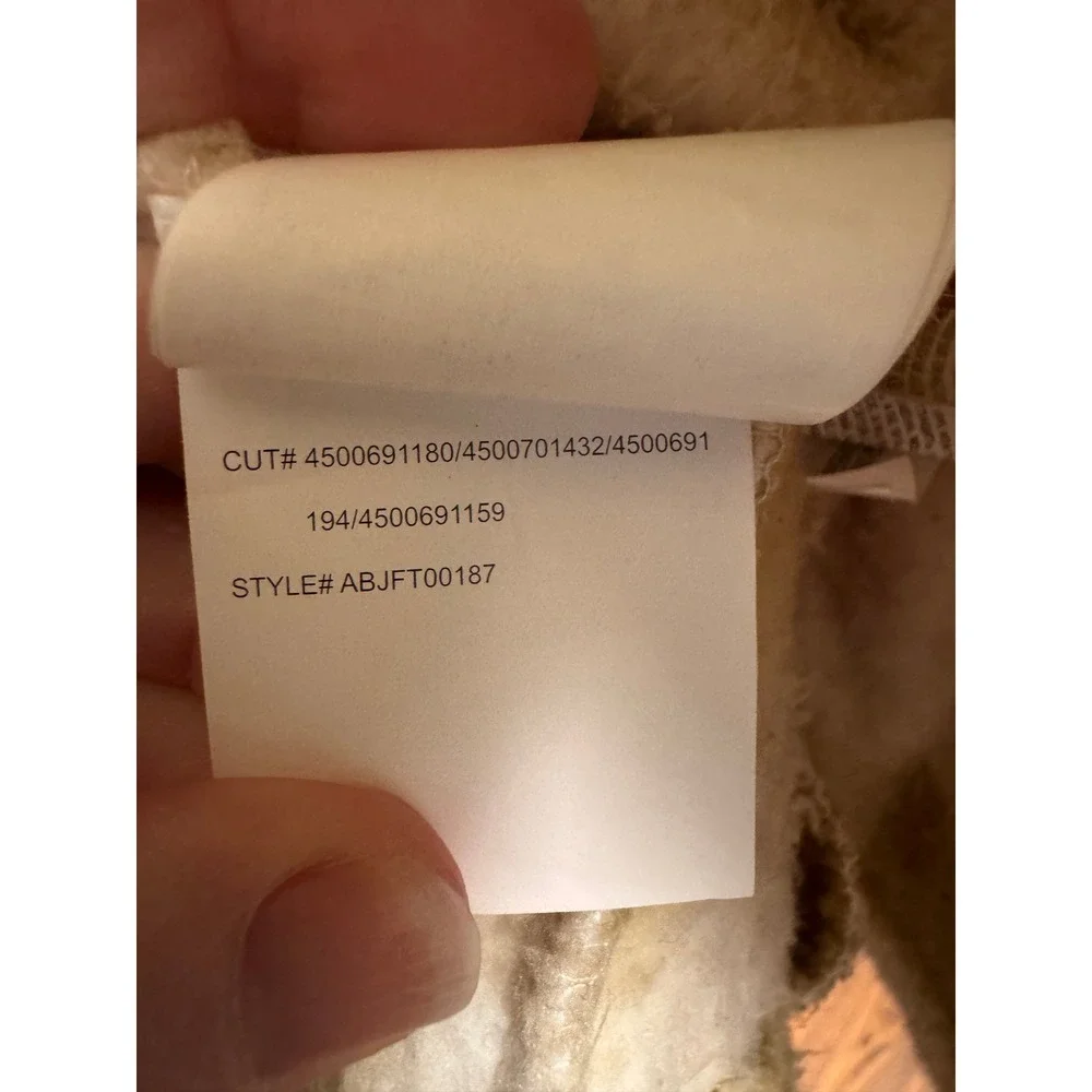 Billabong Cream Olive Plaid Sherpa Fleece Shacket Jacket Button Women's Small - Picture 9 of 9